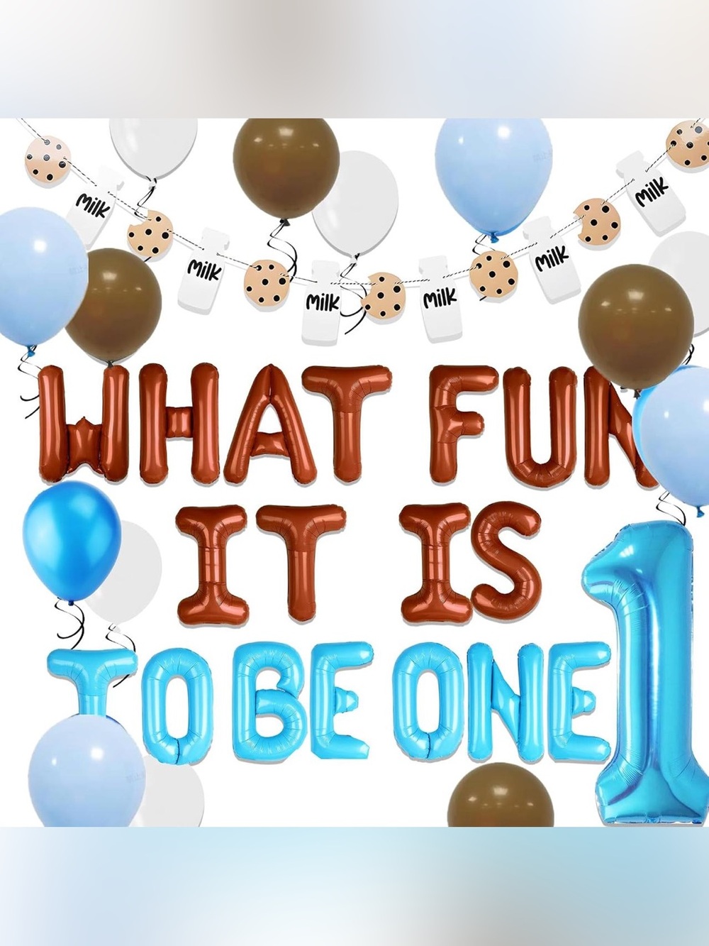 What Fun It Is To Be One Milk and Cookies 1st Birthday Decorations Theme